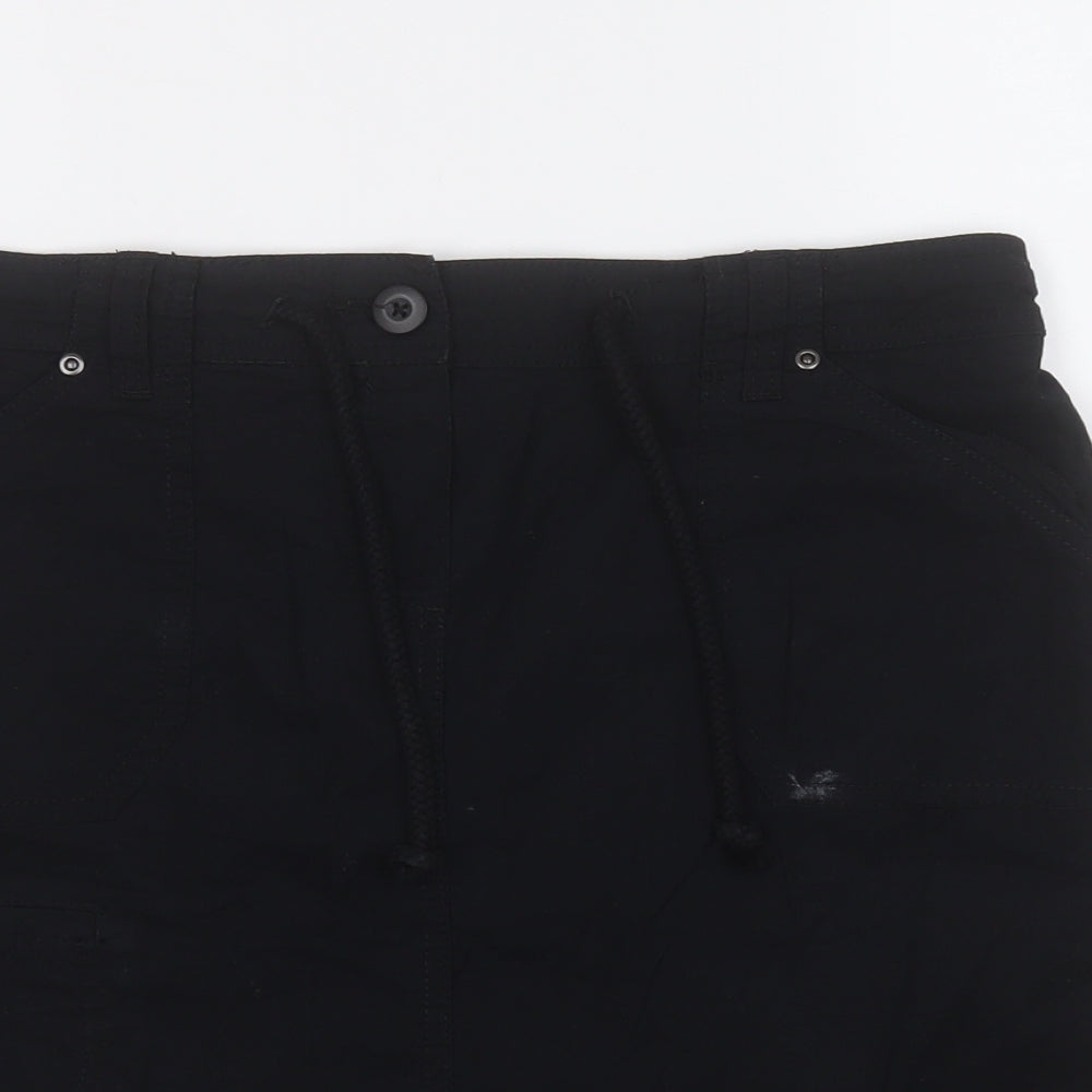 BHS Womens Black  Cotton A-Line Skirt Size 12