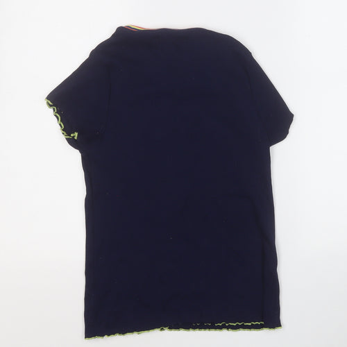 Marks and Spencer Girls Blue Round Neck  Cotton Pullover Jumper Size 13-14 Years