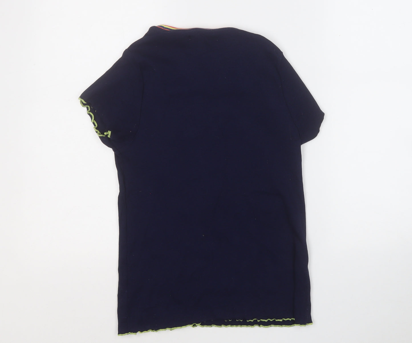 Marks and Spencer Girls Blue Round Neck  Cotton Pullover Jumper Size 13-14 Years