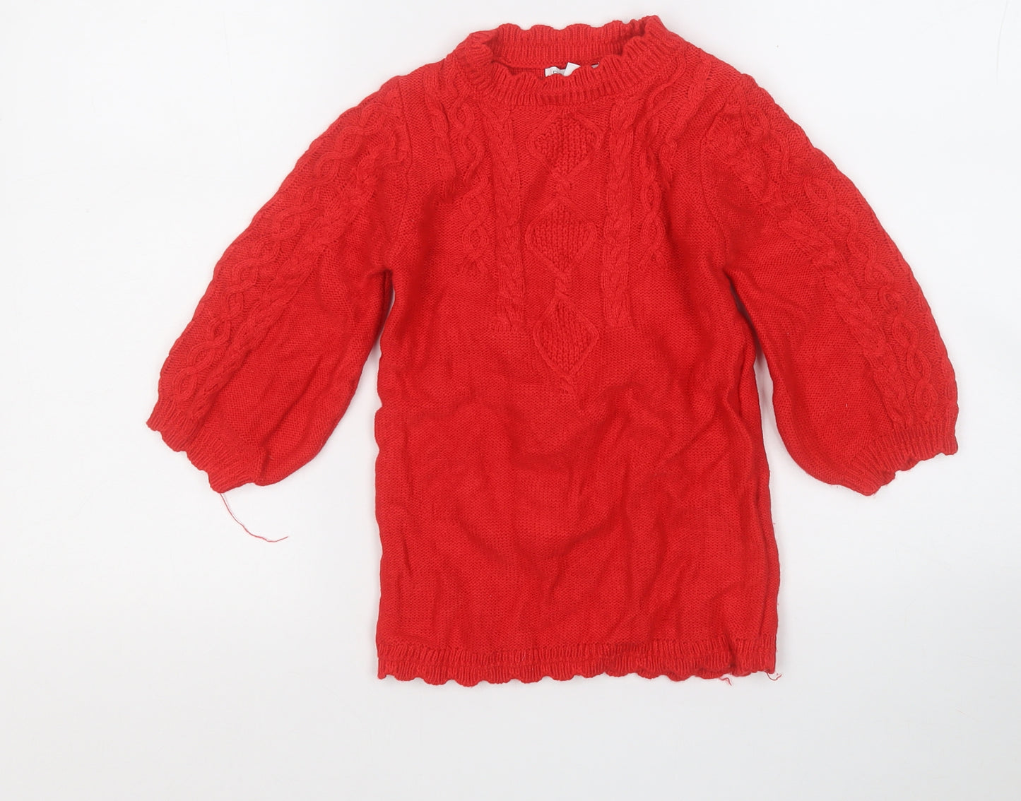 Primark Girls Red Round Neck  Acrylic Pullover Jumper Size 4-5 Years