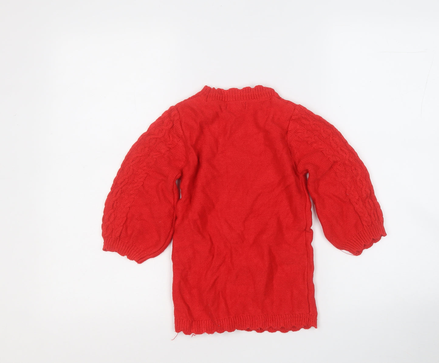 Primark Girls Red Round Neck  Acrylic Pullover Jumper Size 4-5 Years