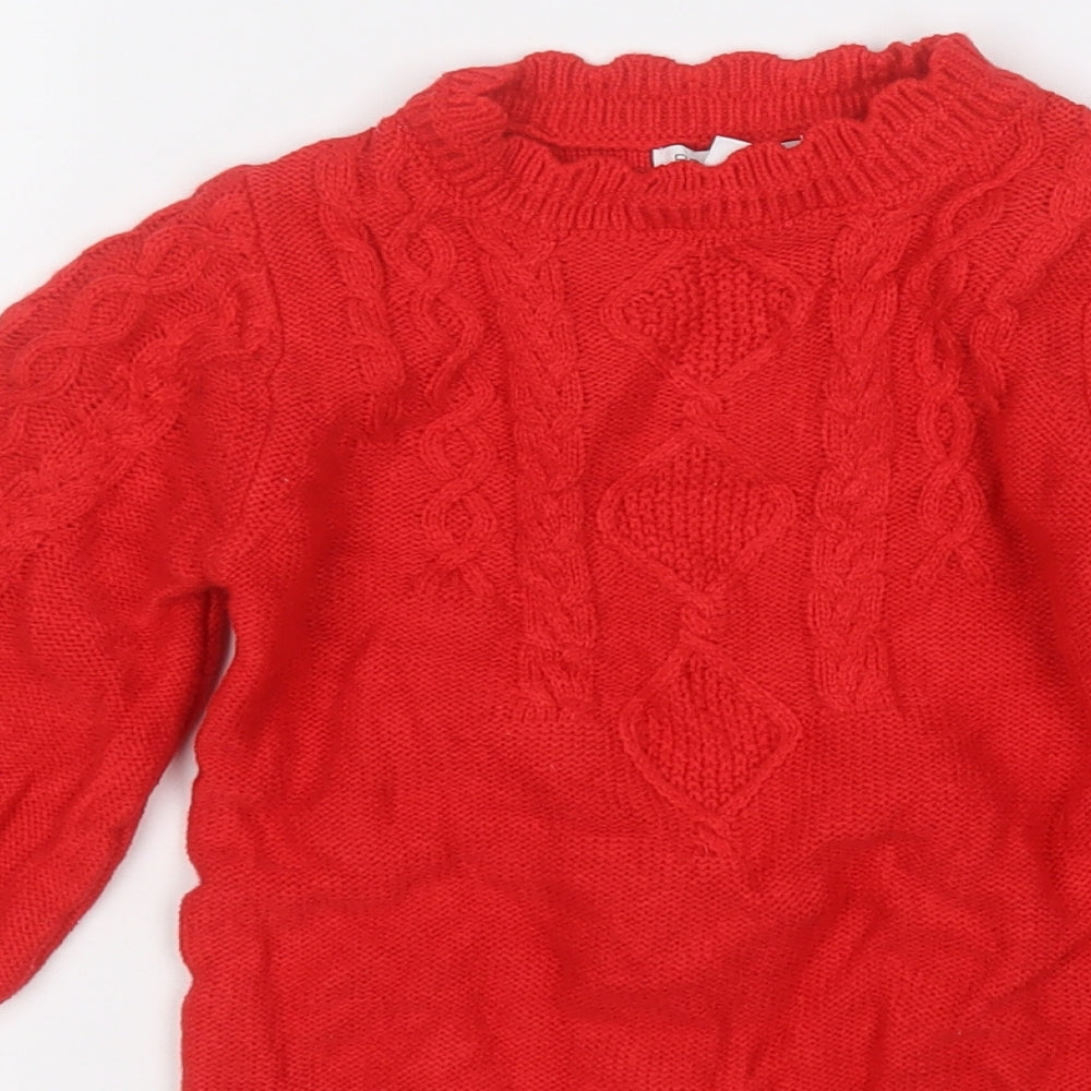 Primark Girls Red Round Neck  Acrylic Pullover Jumper Size 4-5 Years