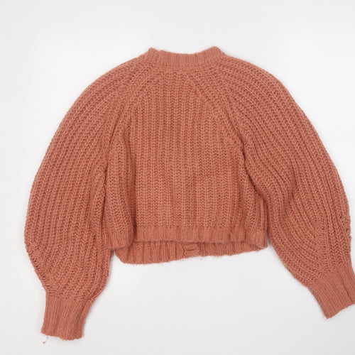 Nakd Womens Orange V-Neck  Acrylic Cardigan Jumper Size XS