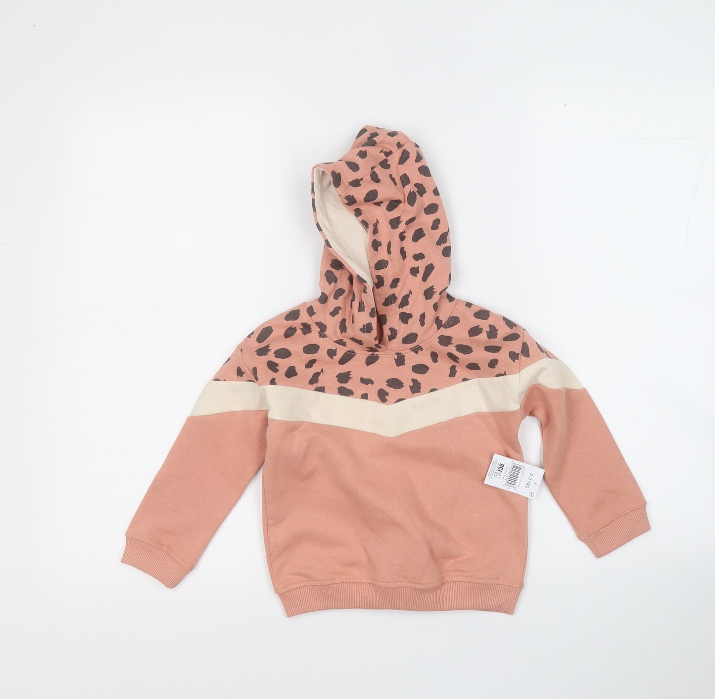 Matalan Girls Orange  Cotton Pullover Hoodie Size 2-3 Years