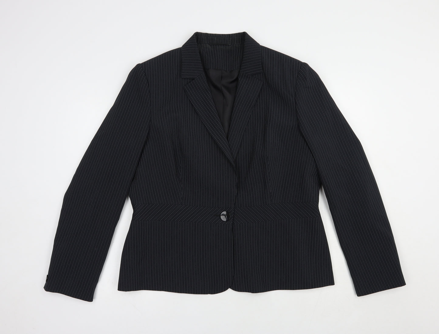 F&F Womens Black Striped  Jacket Blazer Size 18  Button
