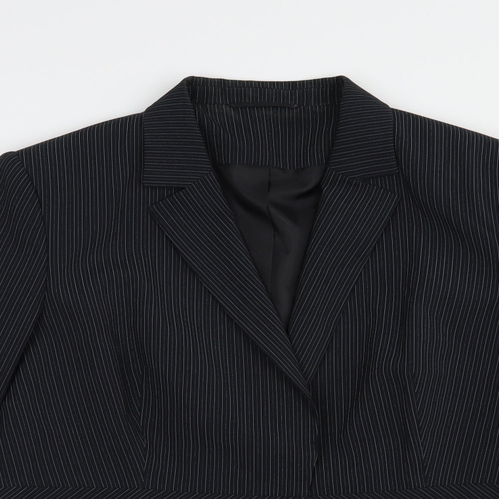 F&F Womens Black Striped  Jacket Blazer Size 18  Button