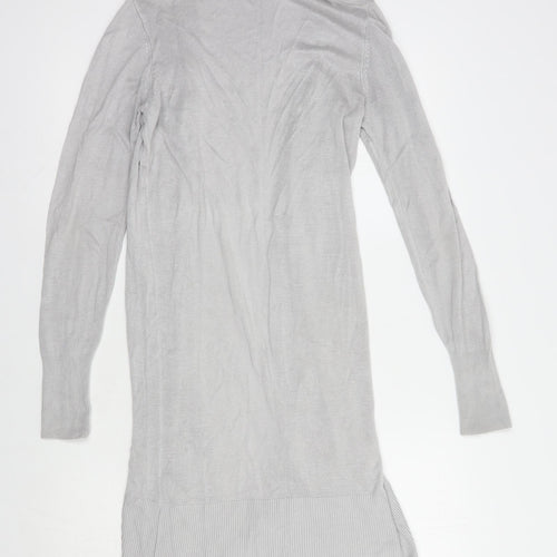 Oasis Womens Grey V-Neck  Viscose Cardigan Jumper Size XS