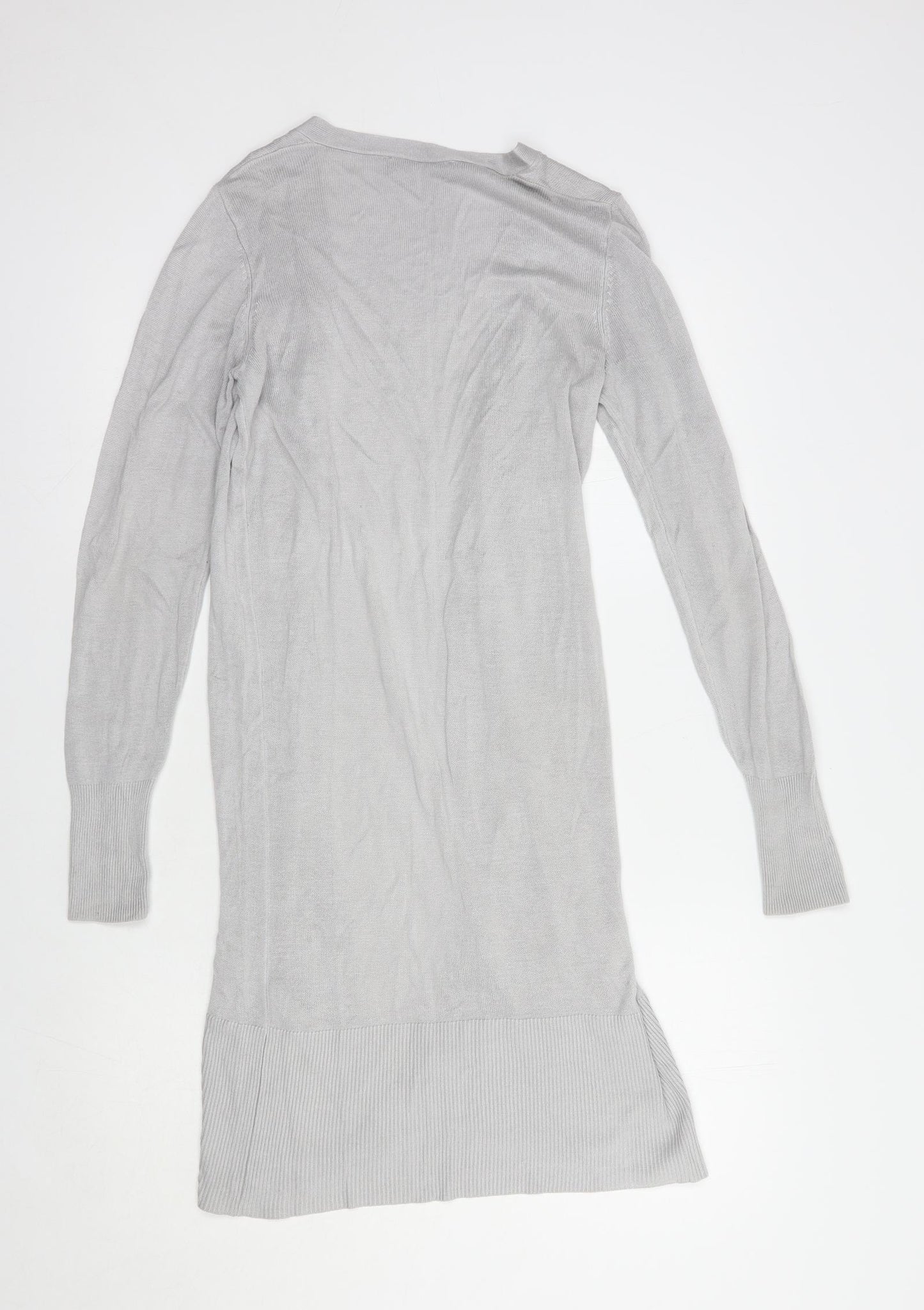 Oasis Womens Grey V-Neck  Viscose Cardigan Jumper Size XS