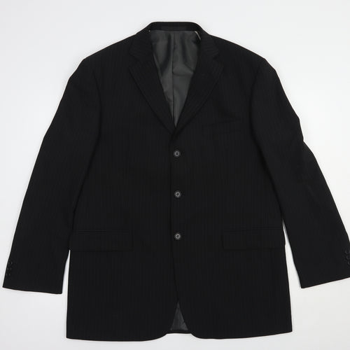 Marks and Spencer Mens Black Striped Polyester Jacket Blazer Size M