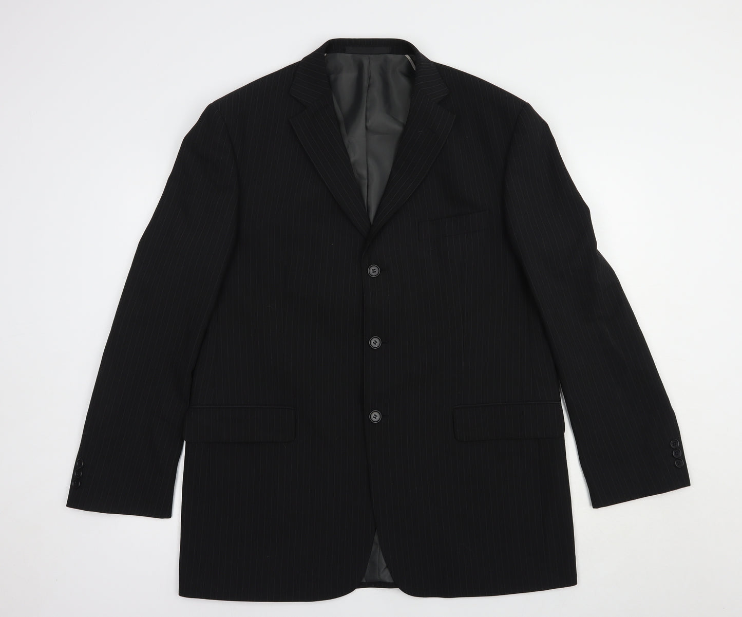 Marks and Spencer Mens Black Striped Polyester Jacket Blazer Size M