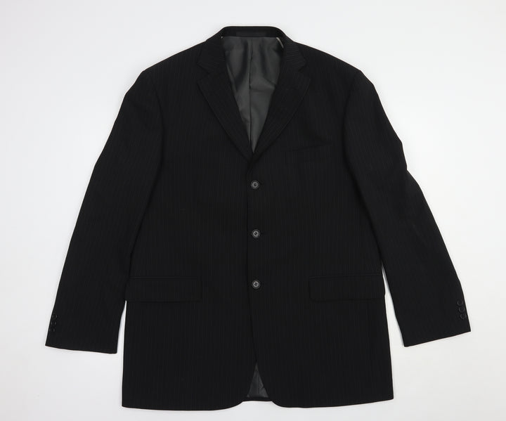 Marks and Spencer Mens Black Striped Polyester Jacket Blazer Size M