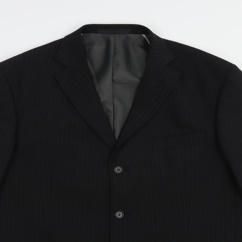Marks and Spencer Mens Black Striped Polyester Jacket Blazer Size M