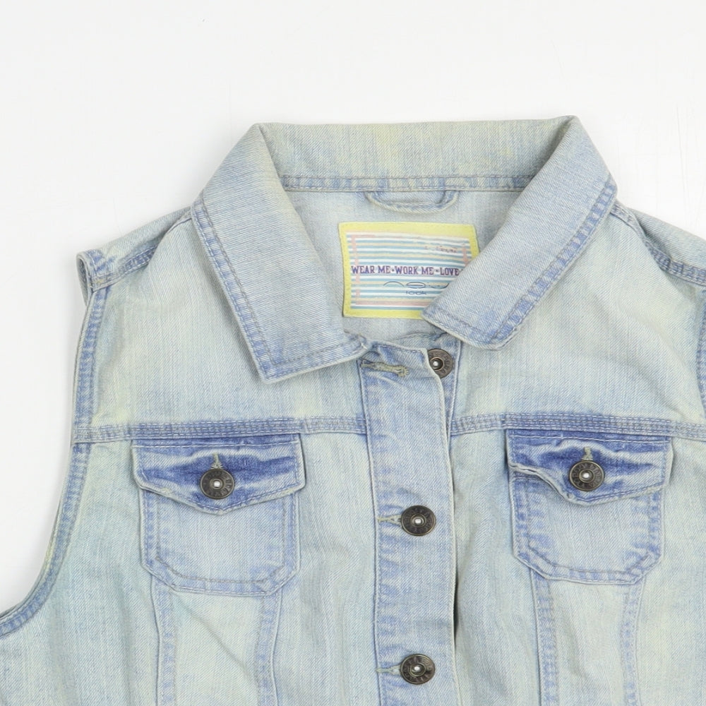 New Look Womens Blue   Jacket Waistcoat Size 14  Button