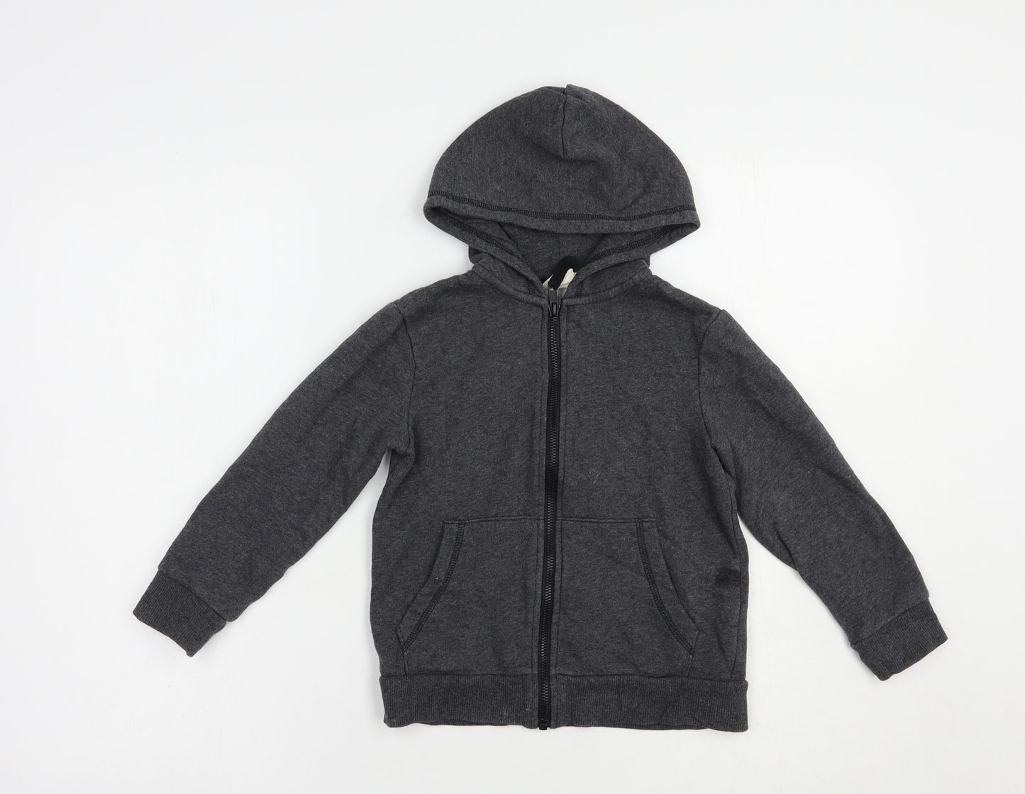 H&M Boys Grey  Cotton Full Zip Hoodie Size 4-5 Years  Zip
