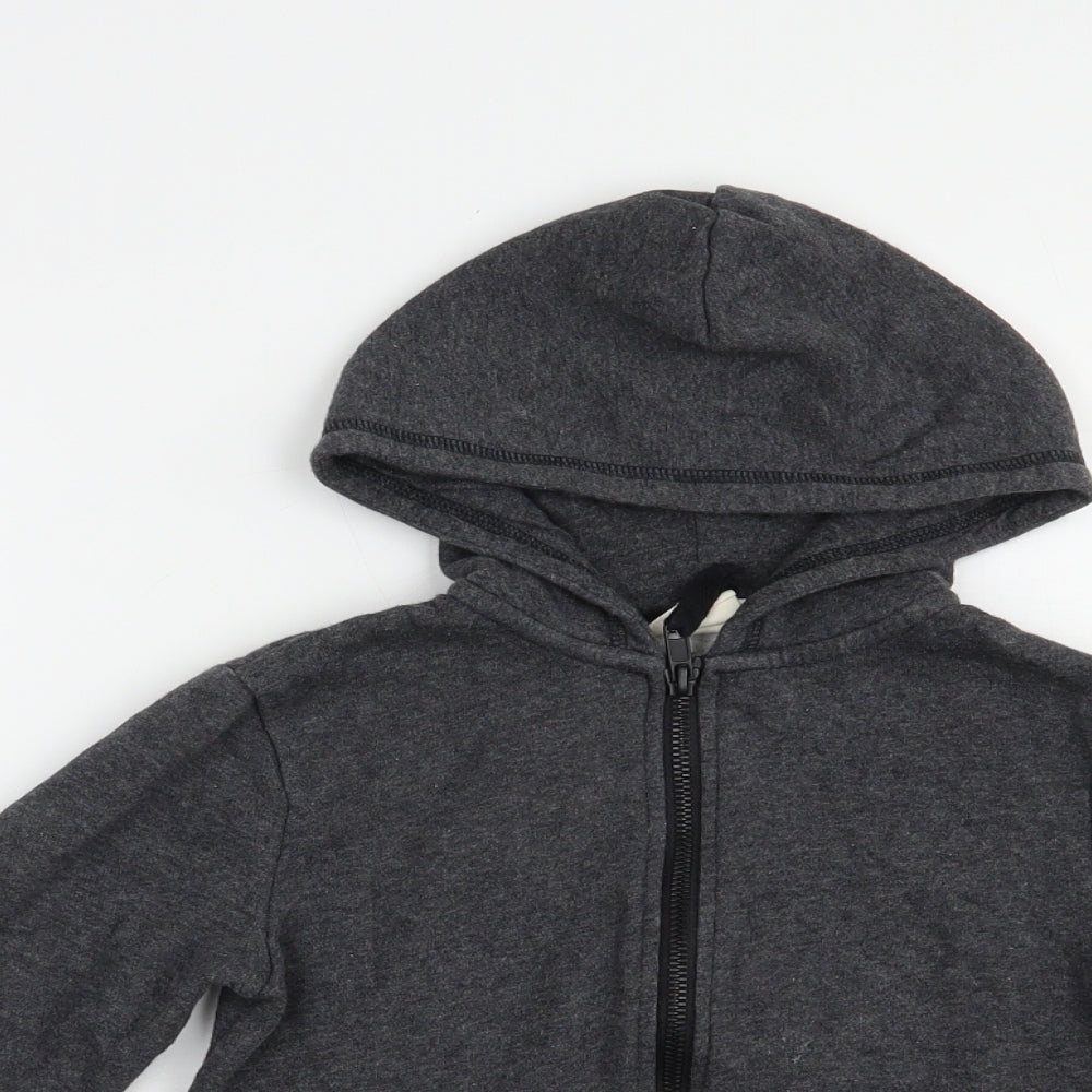 H&M Boys Grey  Cotton Full Zip Hoodie Size 4-5 Years  Zip