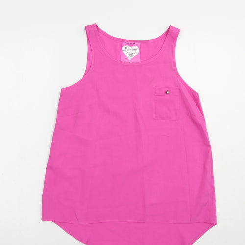 Atmosphere Womens Pink  Polyester Basic Tank Size 8 Scoop Neck