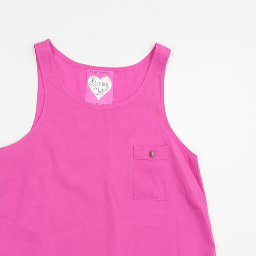 Atmosphere Womens Pink  Polyester Basic Tank Size 8 Scoop Neck