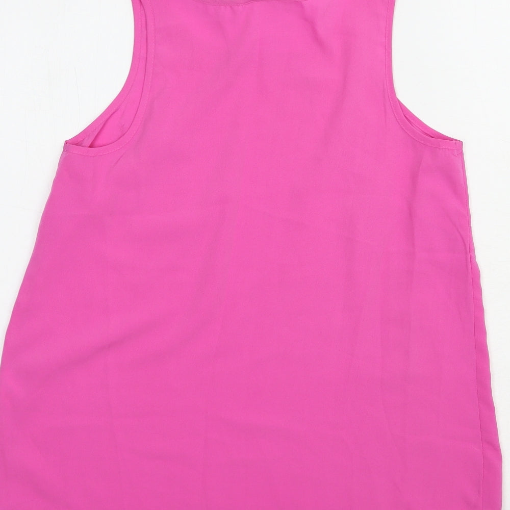 Atmosphere Womens Pink  Polyester Basic Tank Size 8 Scoop Neck