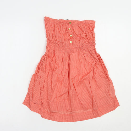 New Look Womens Orange Striped Cotton Basic Blouse Size 10 Off the Shoulder