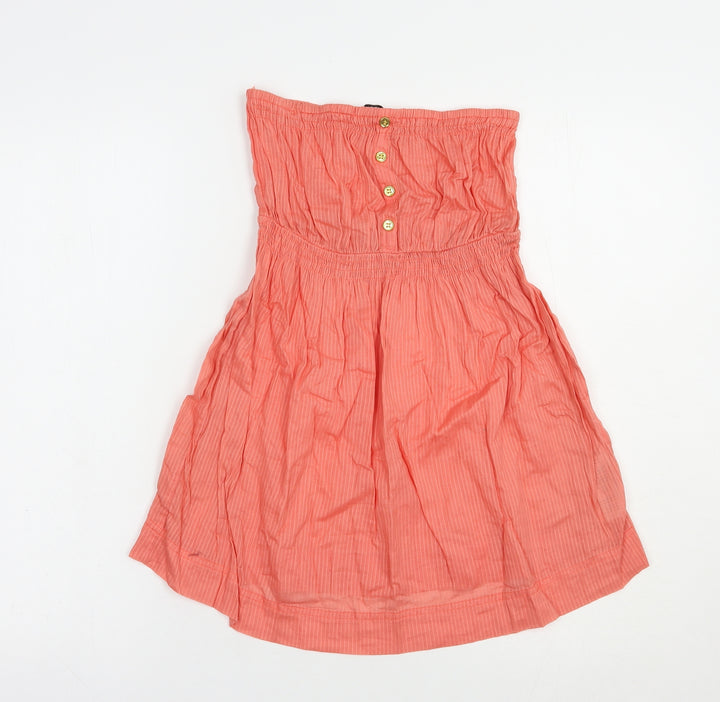 New Look Womens Orange Striped Cotton Basic Blouse Size 10 Off the Shoulder