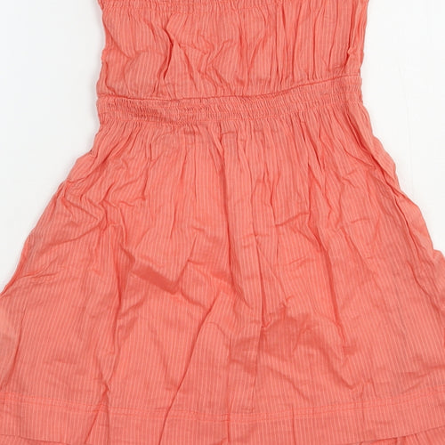 New Look Womens Orange Striped Cotton Basic Blouse Size 10 Off the Shoulder