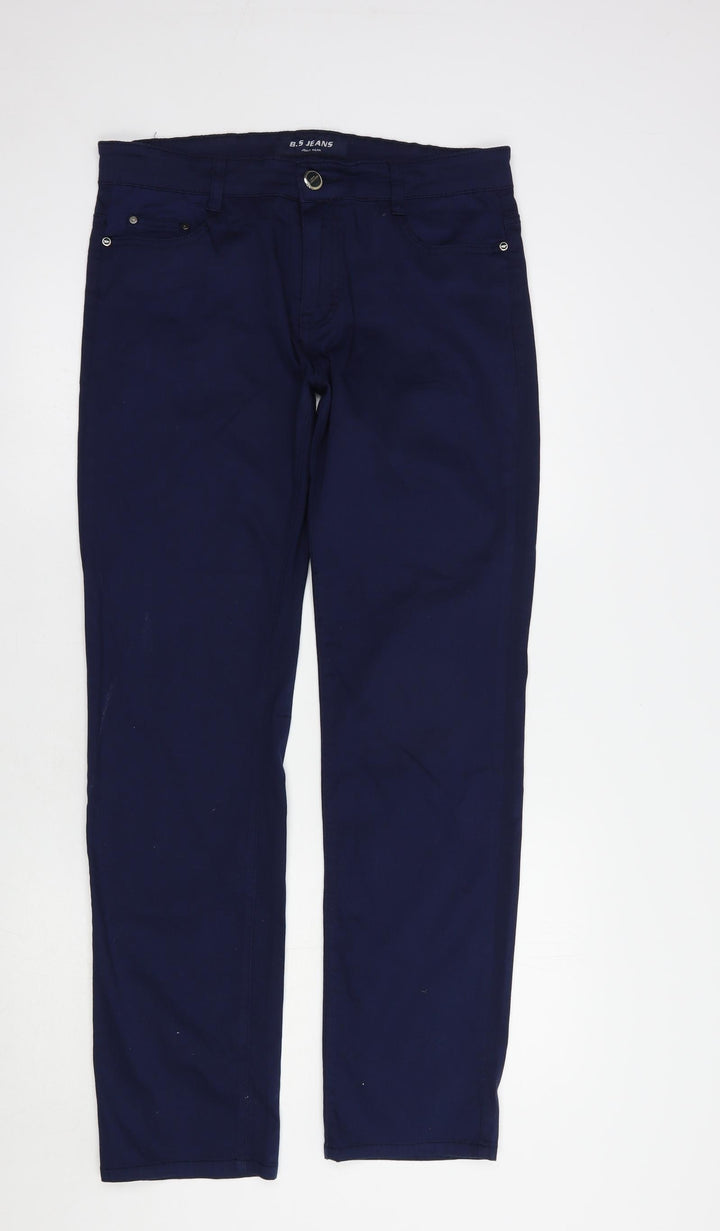 B.S. Jeans Womens Blue Cotton Straight Jeans Size 30 in L31 in Regular Button