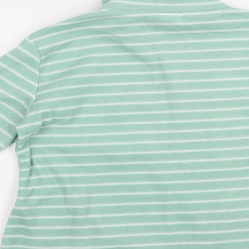 Anne De Lancay Womens Green Striped Polyester Full Zip Sweatshirt Size S  Zip