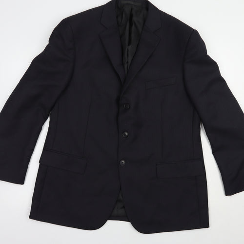 Marks and Spencer Mens Blue Striped Polyacrylate Fibre Jacket Blazer Size 42