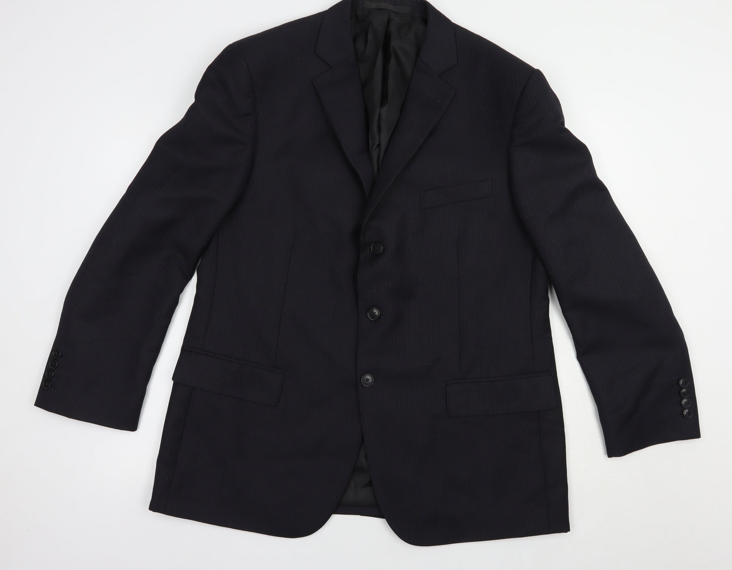 Marks and Spencer Mens Blue Striped Polyacrylate Fibre Jacket Blazer Size 42