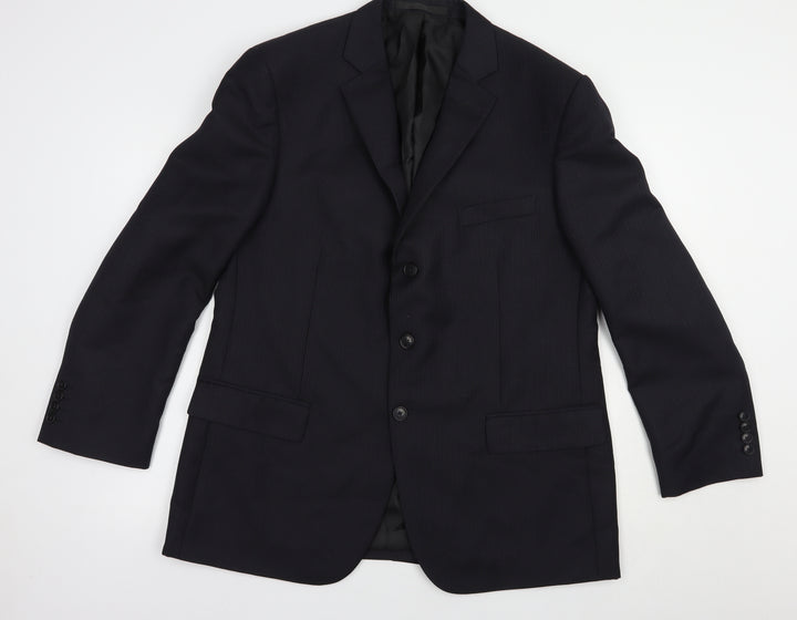 Marks and Spencer Mens Blue Striped Polyacrylate Fibre Jacket Blazer Size 42