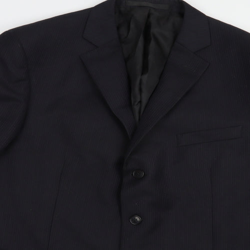Marks and Spencer Mens Blue Striped Polyacrylate Fibre Jacket Blazer Size 42