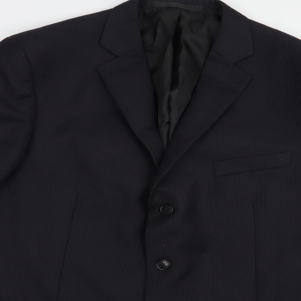 Marks and Spencer Mens Blue Striped Polyacrylate Fibre Jacket Blazer Size 42