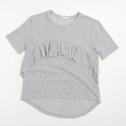 Zara Womens Grey  Polyester Basic Blouse Size S Crew Neck