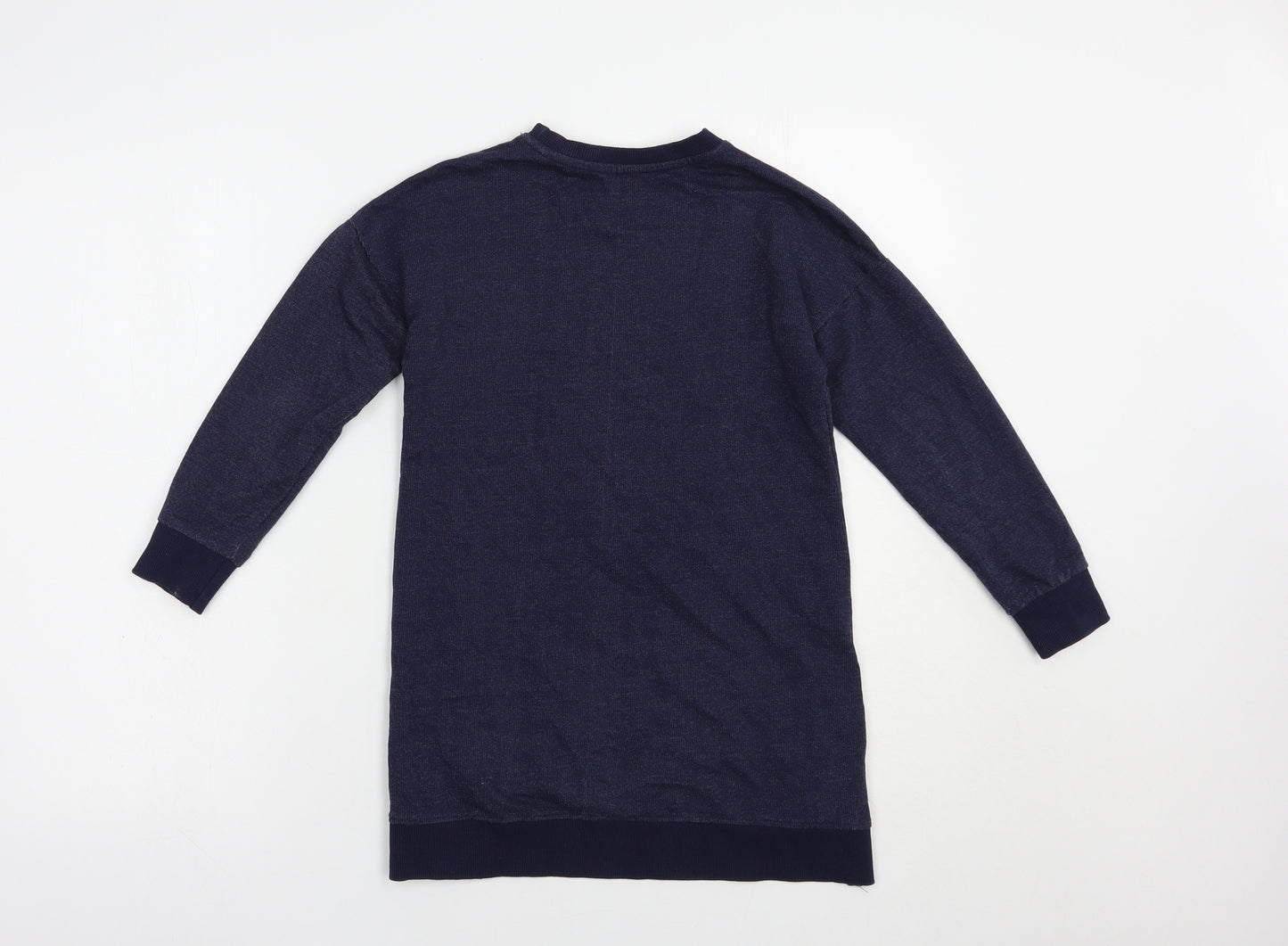 M&Co Girls Blue  Cotton Tunic Sweatshirt Size 6-7 Years  Pullover