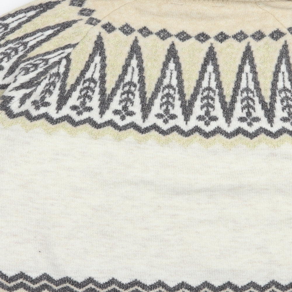 F&F Womens Beige Roll Neck Fair Isle Acrylic Pullover Jumper Size 12