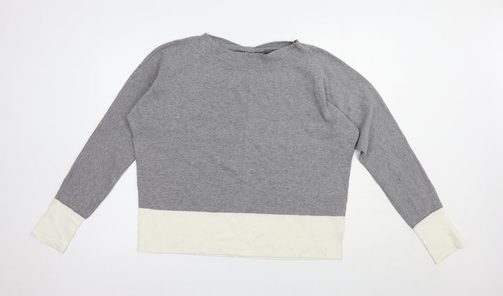 Esprit Womens Grey Boat Neck  Cotton Pullover Jumper Size M