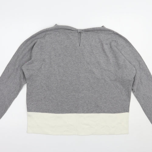 Esprit Womens Grey Boat Neck  Cotton Pullover Jumper Size M