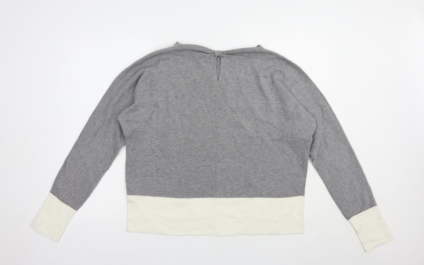 Esprit Womens Grey Boat Neck  Cotton Pullover Jumper Size M
