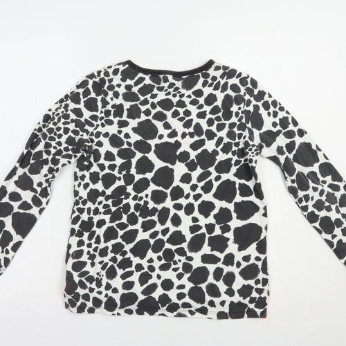 NEXT Girls Black Animal Print Cotton Pullover T-Shirt Size 10 Years Crew Neck Pullover - Hello