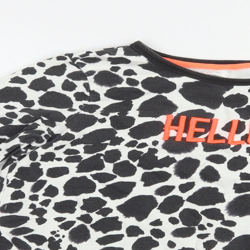 NEXT Girls Black Animal Print Cotton Pullover T-Shirt Size 10 Years Crew Neck Pullover - Hello