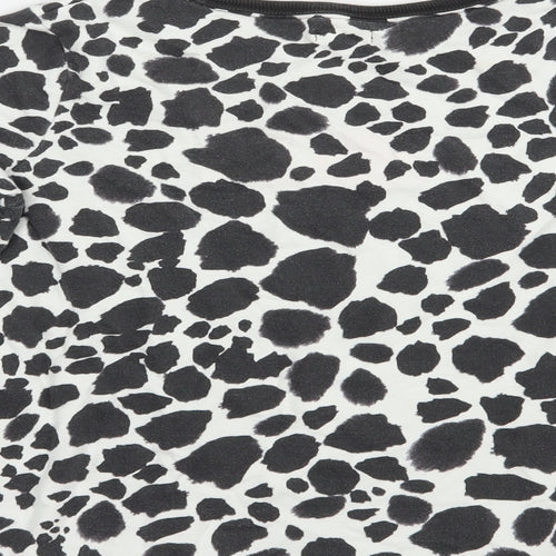 NEXT Girls Black Animal Print Cotton Pullover T-Shirt Size 10 Years Crew Neck Pullover - Hello