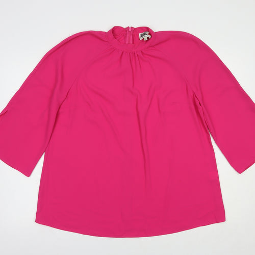 River Island Womens Pink  Polyester Basic Blouse Size 14 Mock Neck