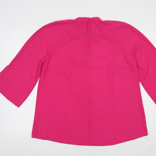 River Island Womens Pink  Polyester Basic Blouse Size 14 Mock Neck