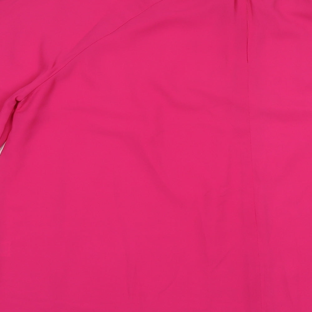 River Island Womens Pink  Polyester Basic Blouse Size 14 Mock Neck