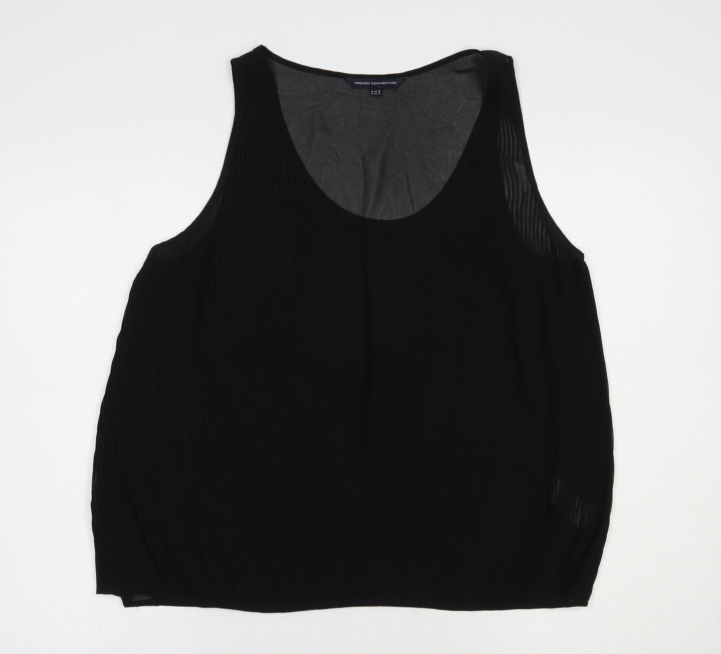 French Connection Womens Black  Polyester Basic Blouse Size 14 Scoop Neck