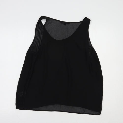 French Connection Womens Black  Polyester Basic Blouse Size 14 Scoop Neck