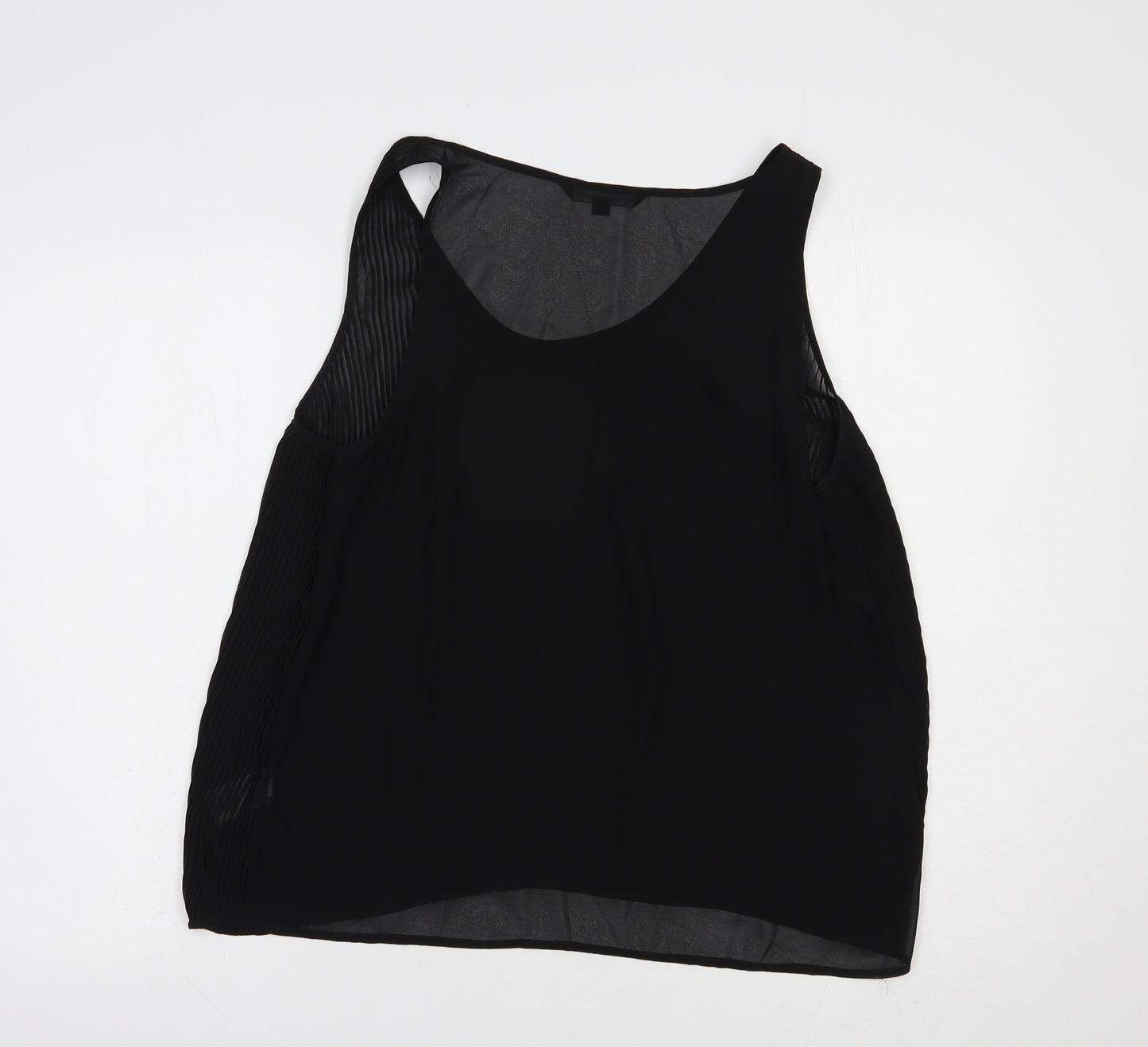 French Connection Womens Black  Polyester Basic Blouse Size 14 Scoop Neck