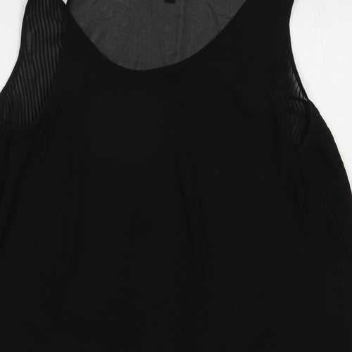 French Connection Womens Black  Polyester Basic Blouse Size 14 Scoop Neck