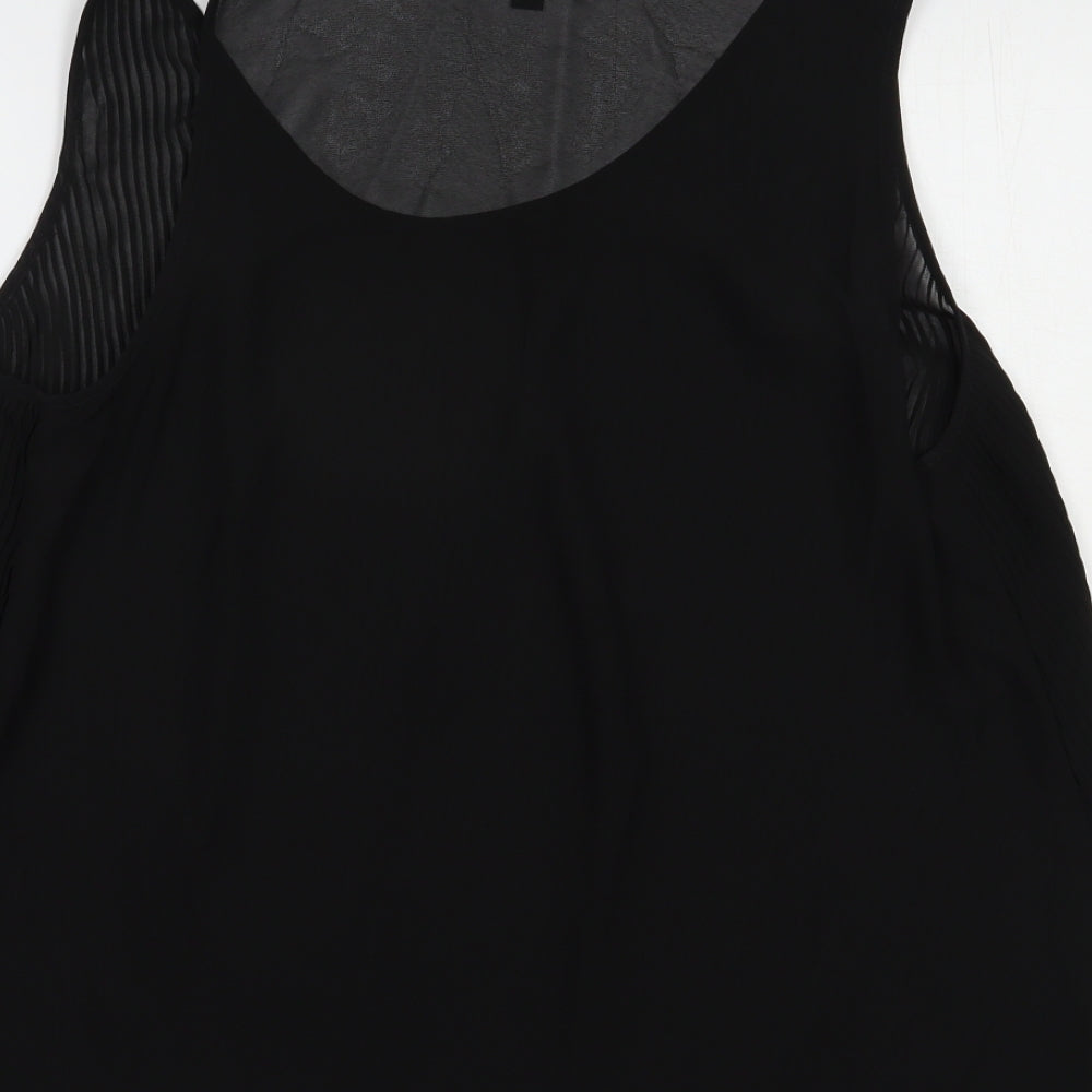 French Connection Womens Black  Polyester Basic Blouse Size 14 Scoop Neck