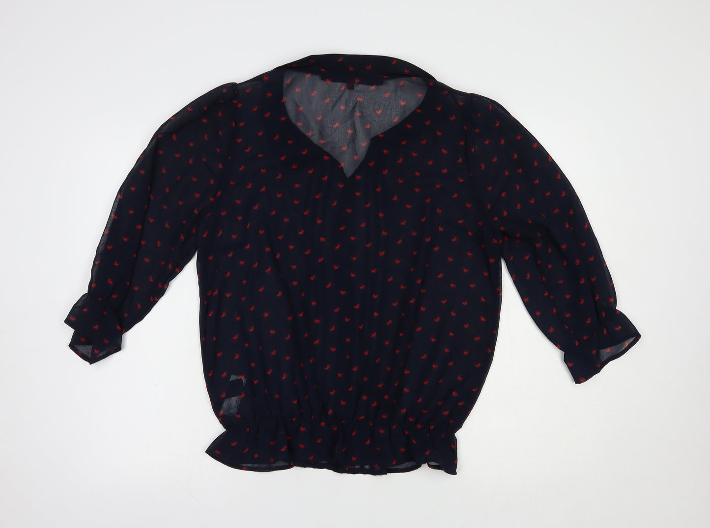 NEXT Womens Blue Geometric Polyester Basic Blouse Size 14 Collared - Heart Print
